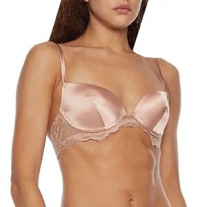 NWT ID Sarrieri Bella Lace Trimmed Silk Blend Satin Underwired Push Up Bra 36D